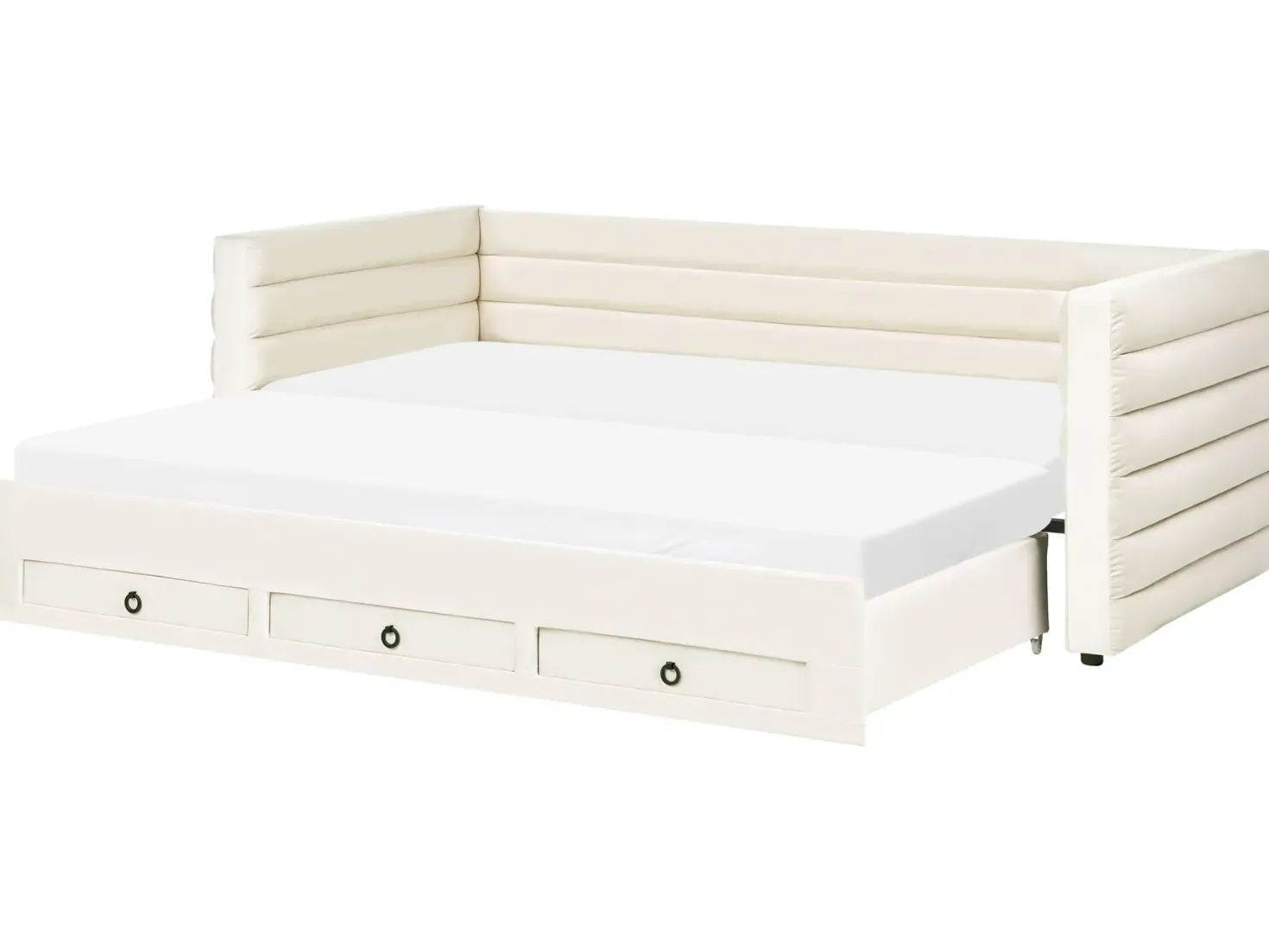 Daybed med opbevaring Velour MEUDON 90 x 200 cm Cremehvid