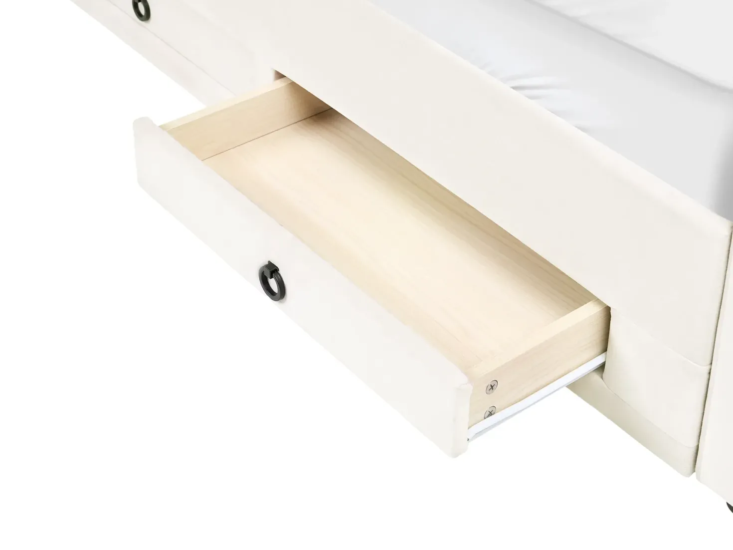 Daybed med opbevaring Velour MEUDON 90 x 200 cm Cremehvid