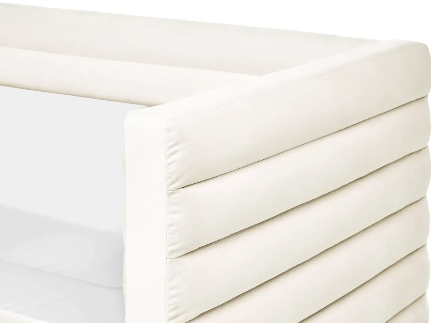 Daybed med opbevaring Velour MEUDON 90 x 200 cm Cremehvid