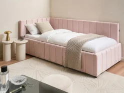 Daybed Velour LISIEUX 90 x 200 cm Pastellrosa