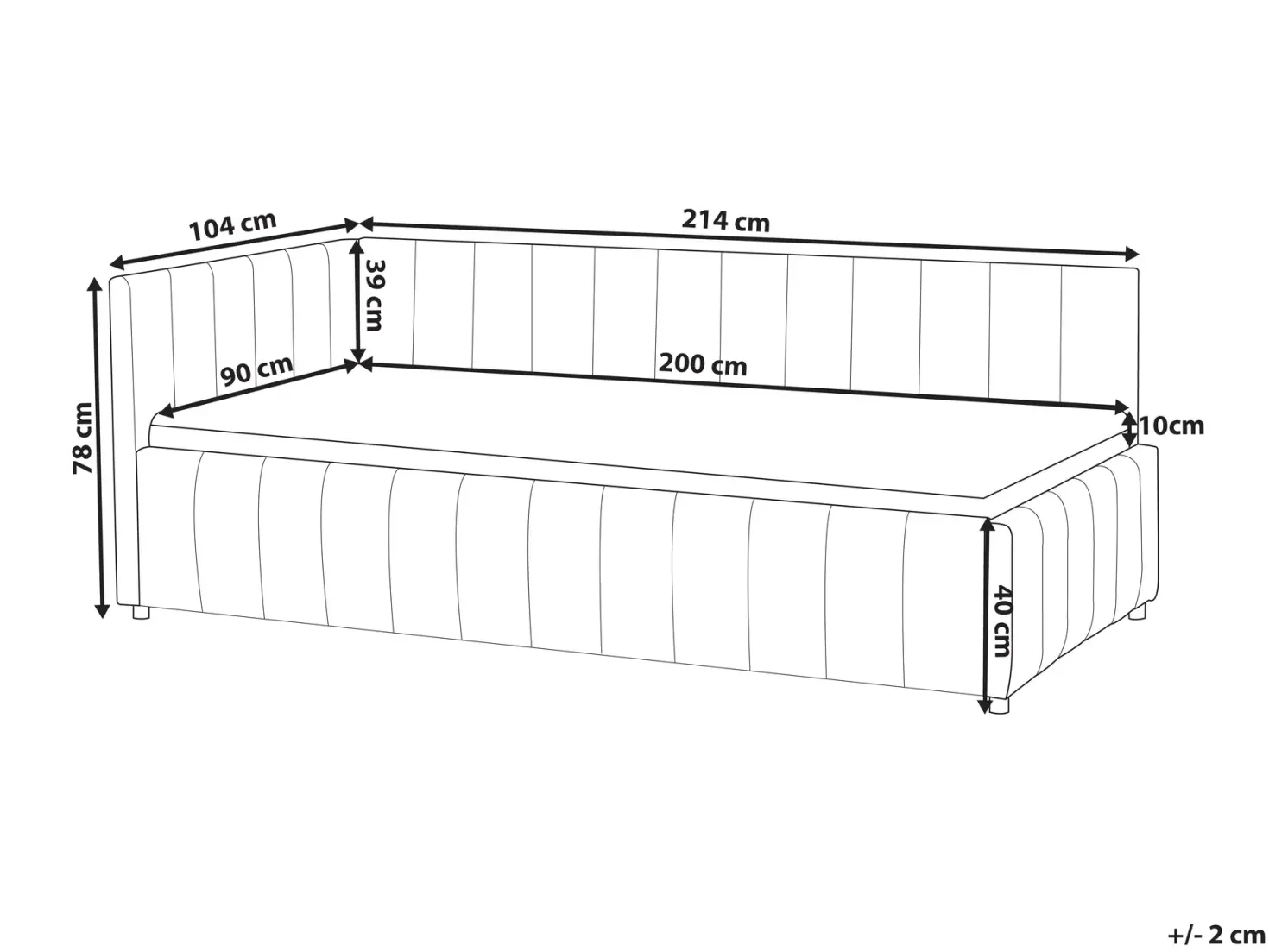 Daybed Velour LISIEUX 90 x 200 cm Pastellrosa