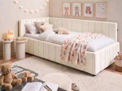 Daybed Velour LISIEUX 90 x 200 cm Cremehvid
