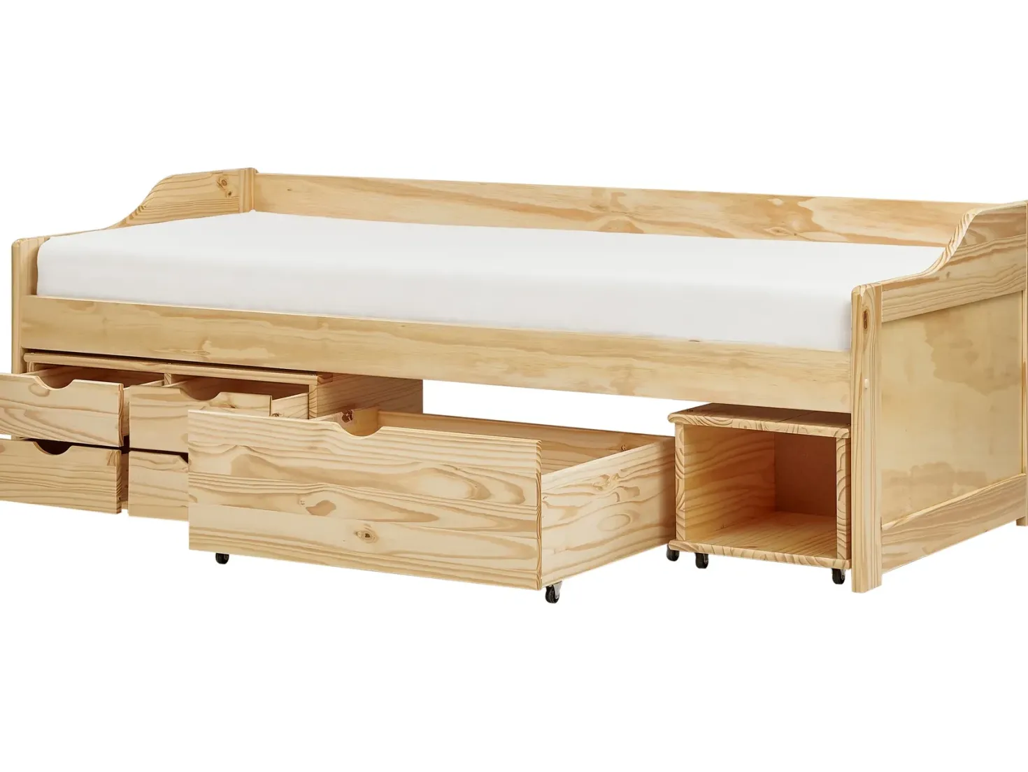Daybed med opbevaring Fyretræ ROYVILLE 90 x 200 cm Lysebrun