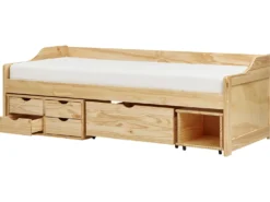 Daybed med opbevaring Fyretræ ROYVILLE 90 x 200 cm Lysebrun