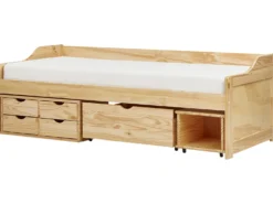 Daybed med opbevaring Fyretræ ROYVILLE 90 x 200 cm Lysebrun