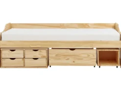 Daybed med opbevaring Fyretræ ROYVILLE 90 x 200 cm Lysebrun