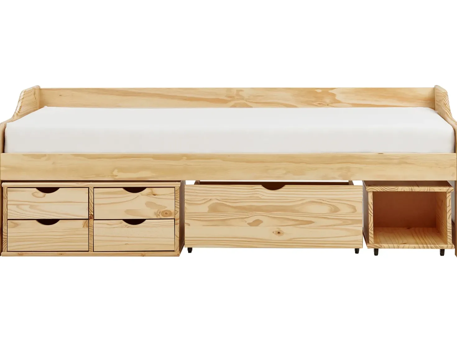 Daybed med opbevaring Fyretræ ROYVILLE 90 x 200 cm Lysebrun