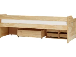 Daybed med opbevaring Fyretræ ROYVILLE 90 x 200 cm Lysebrun