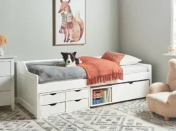 Daybed med opbevaring Fyretræ ROYVILLE 90 x 200 cm Hvid