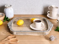 Dekorativ bakke ASIUT Mangotræ Lysebrun