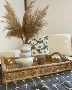 Dekorativ bakke CALAYAN Rattan Beige