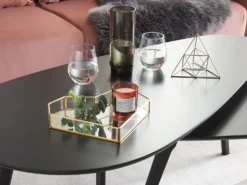 Dekorativ bakke Hjerte PONTIVY Glas Guld