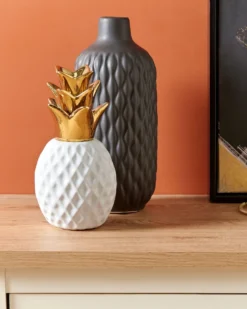 Dekorativ figur Ananas TYANA Keramik Hvid