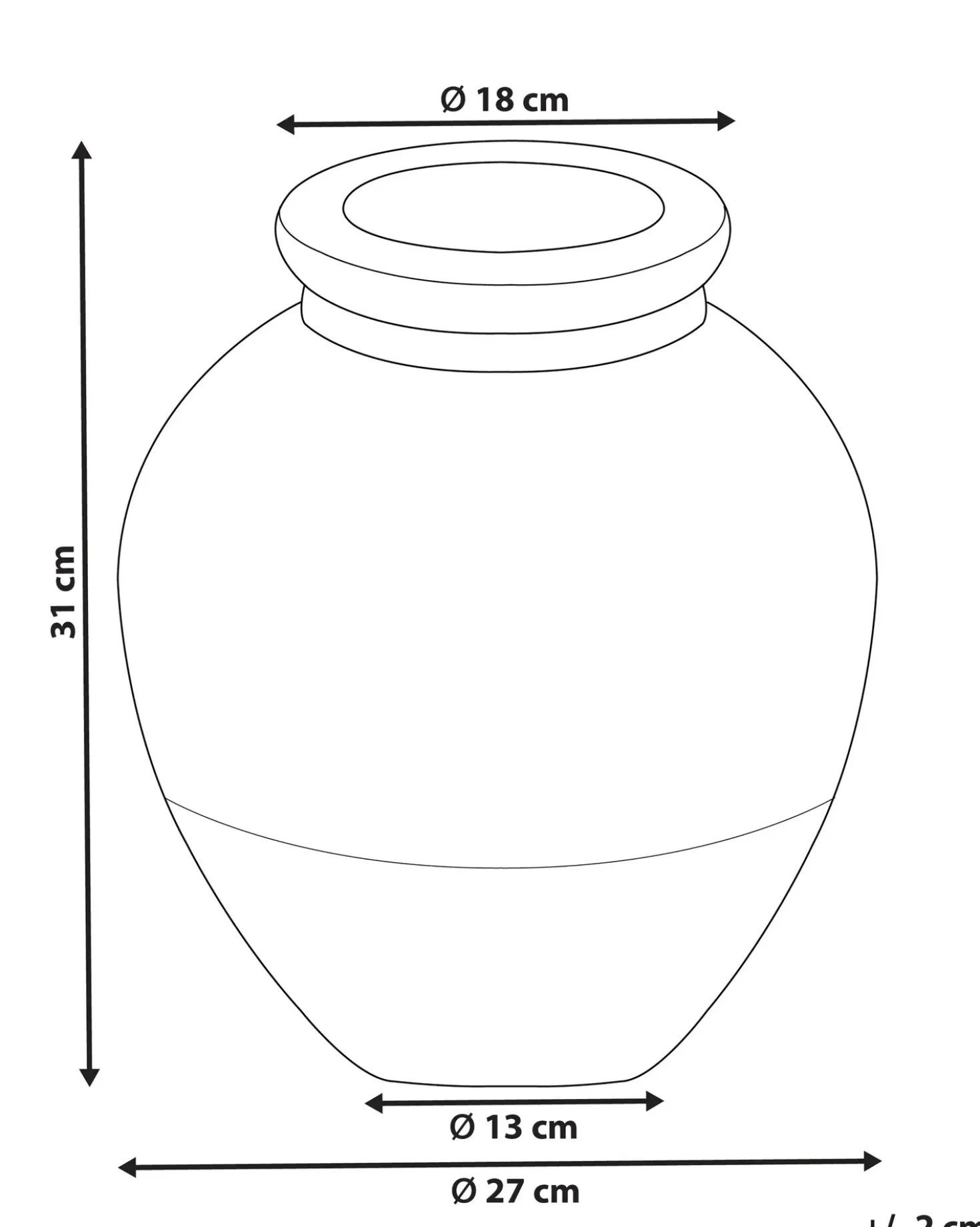 Dekovase DAULIS Keramik 31 cm Sort