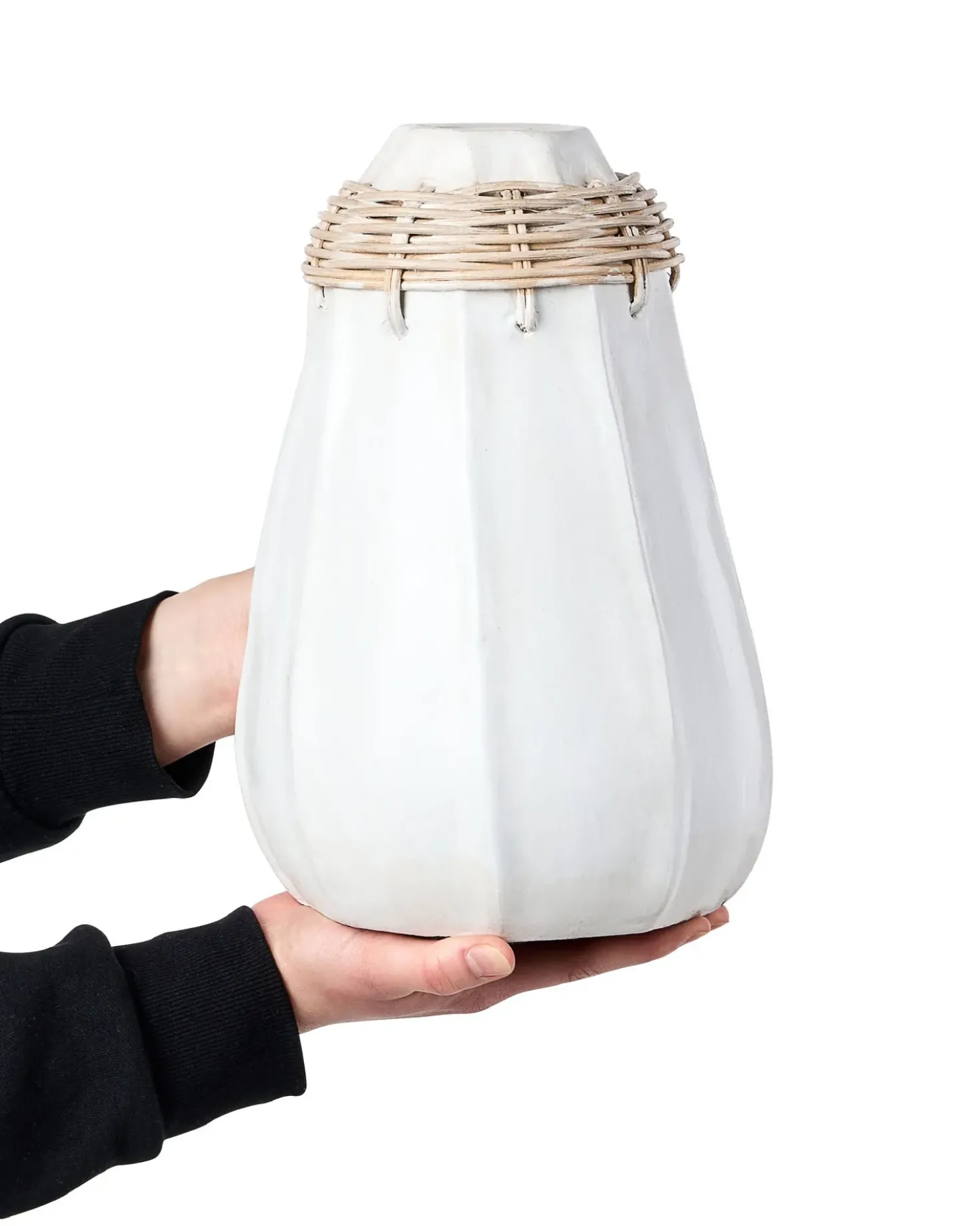Dekovase KAMPAR Keramik 30 cm Hvid