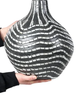 Dekovase KUALU Keramik 35 cm Sort