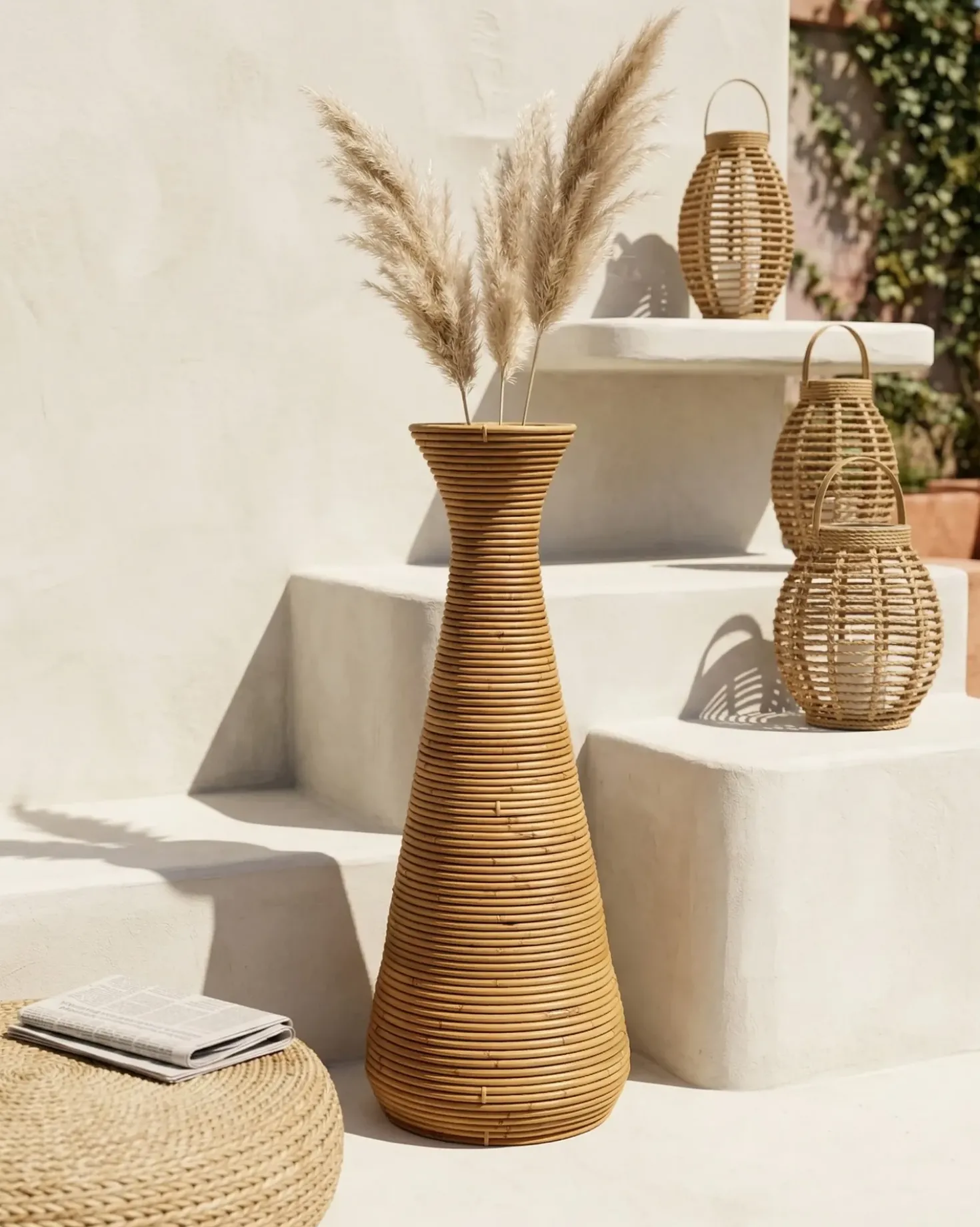Dekovase NIDRI Rattan 70 cm Naturlig