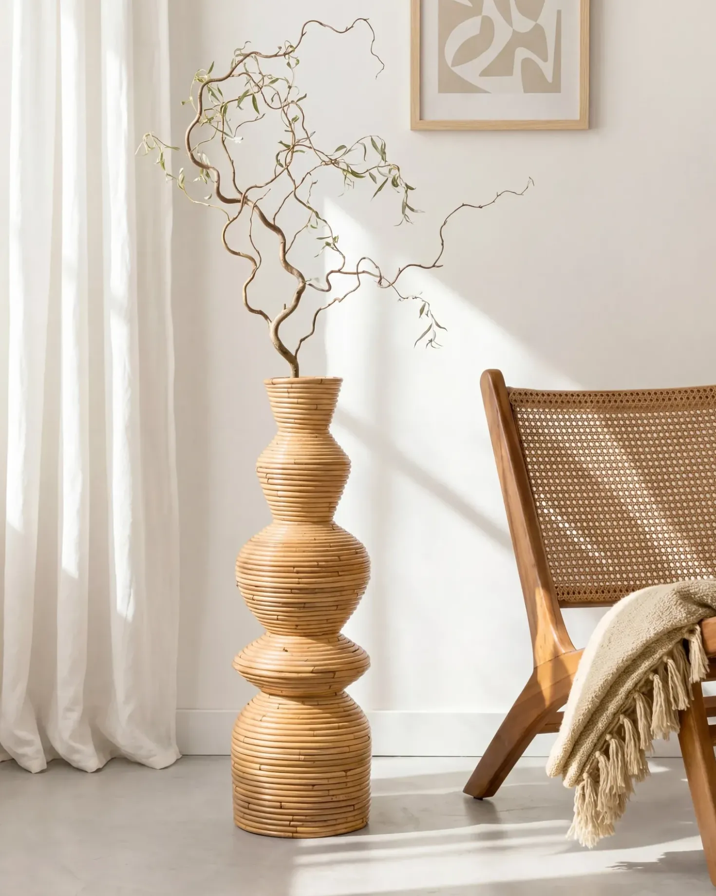 Dekovase NUORO Rattan 70 cm Naturlig