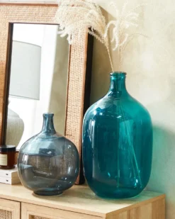 Dekovase SAMOSA Glas 48 cm Turkis