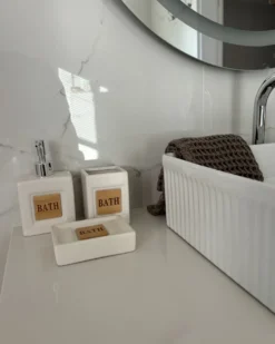 4-dele badeværelsessæt KOUROU Keramik Beige
