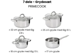 7-delt grydesæt PRIMECOOK Rustfrit stål Sølv