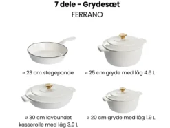 7-delt støbejernssæt FERRANO Cremehvid