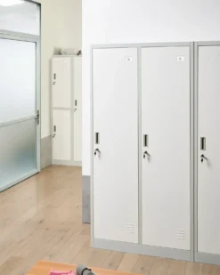Dobbeltdørs opbevaringsskab ATHLETE Metal Grå/hvid