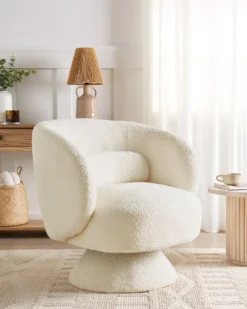 Dreje stol LIEKSA Boucle Cremehvid