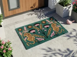 Dørmåtte NAKNEK Multifarvet 50 x 80 cm Fugl Blomst Kat Kokos