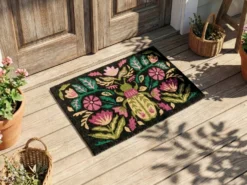 Dørmåtte SELAWIK Multifarvet 50 x 80 cm Blomst Kokos