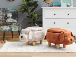 Dyrepuf med opbevaring DOGGY Velour Beige Hund