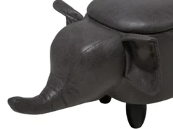 Dyrepuf med opbevaring ELEPHANT Kunstlæder Mørkegrå Elefant