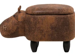 Dyrepuf med opbevaring HIPPO Kunstlæder Brun Hippo