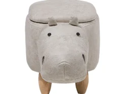 Dyrepuf med opbevaring HIPPO Kunstlæder Lysegrå Hippo