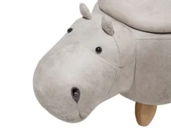 Dyrepuf med opbevaring HIPPO Kunstlæder Lysegrå Hippo