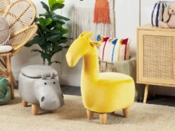 Dyrepuf med opbevaring HIPPO Kunstlæder Lysegrå Hippo