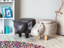 Dyrepuf med opbevaring HIPPO Kunstlæder Lysegrå Hippo