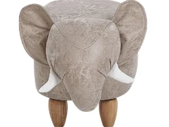 Dyrepuf med opbevaring JUMBO Kunstlæder Grå Elefant