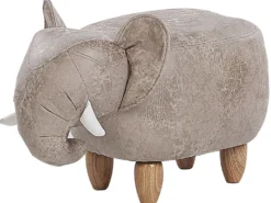 Dyrepuf med opbevaring JUMBO Kunstlæder Grå Elefant