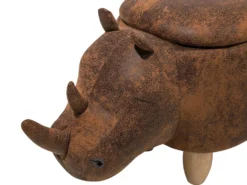 Dyrepuf med opbevaring RHINO Kunstlæder Lysebrun Næsehorn