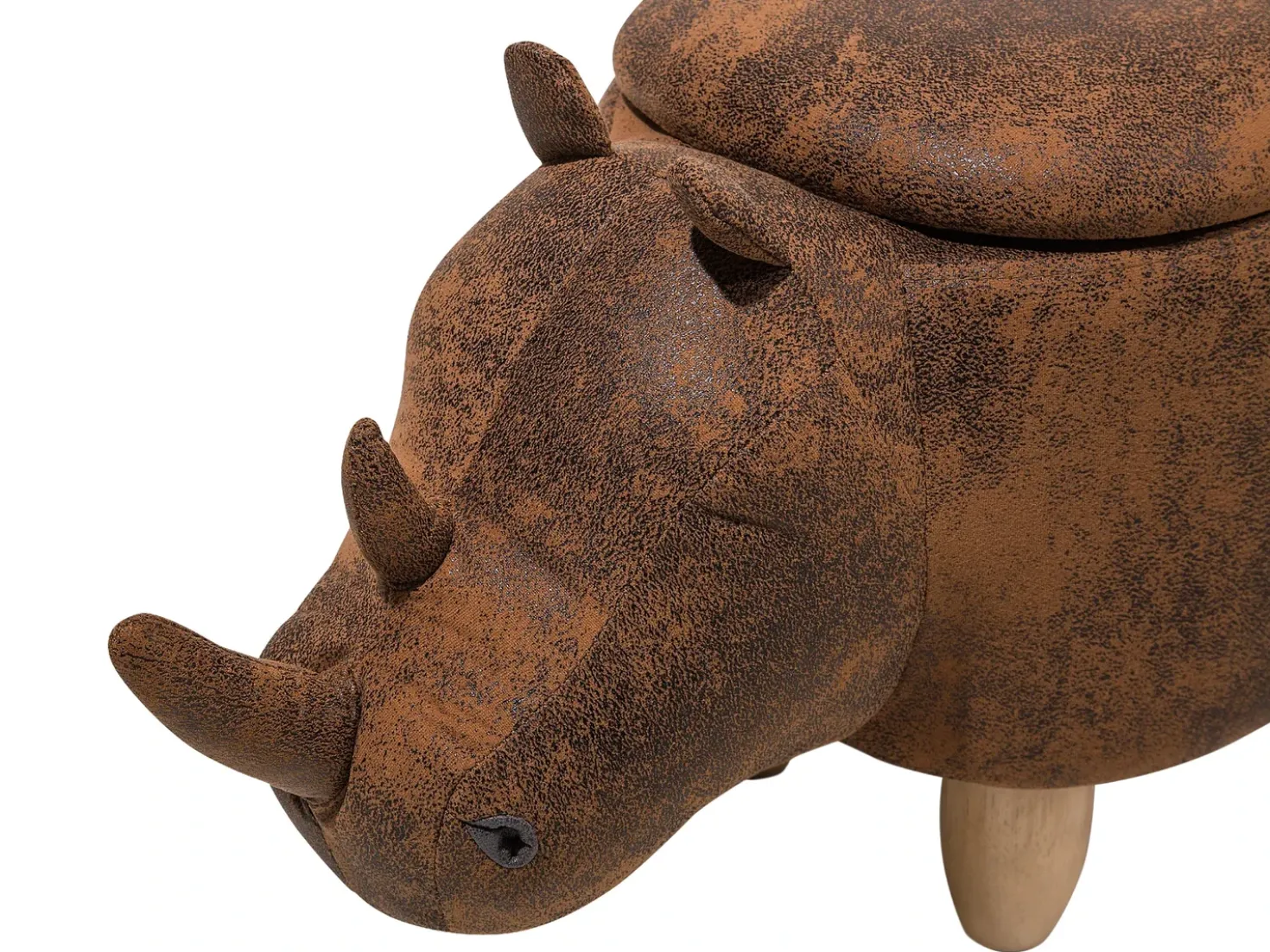 Dyrepuf med opbevaring RHINO Kunstlæder Lysebrun Næsehorn