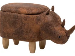 Dyrepuf med opbevaring RHINO Kunstlæder Lysebrun Næsehorn