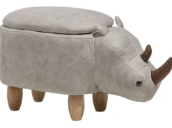 Dyrepuf med opbevaring RHINO Kunstlæder Lysegrå Næsehorn