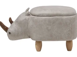 Dyrepuf med opbevaring RHINO Kunstlæder Lysegrå Næsehorn