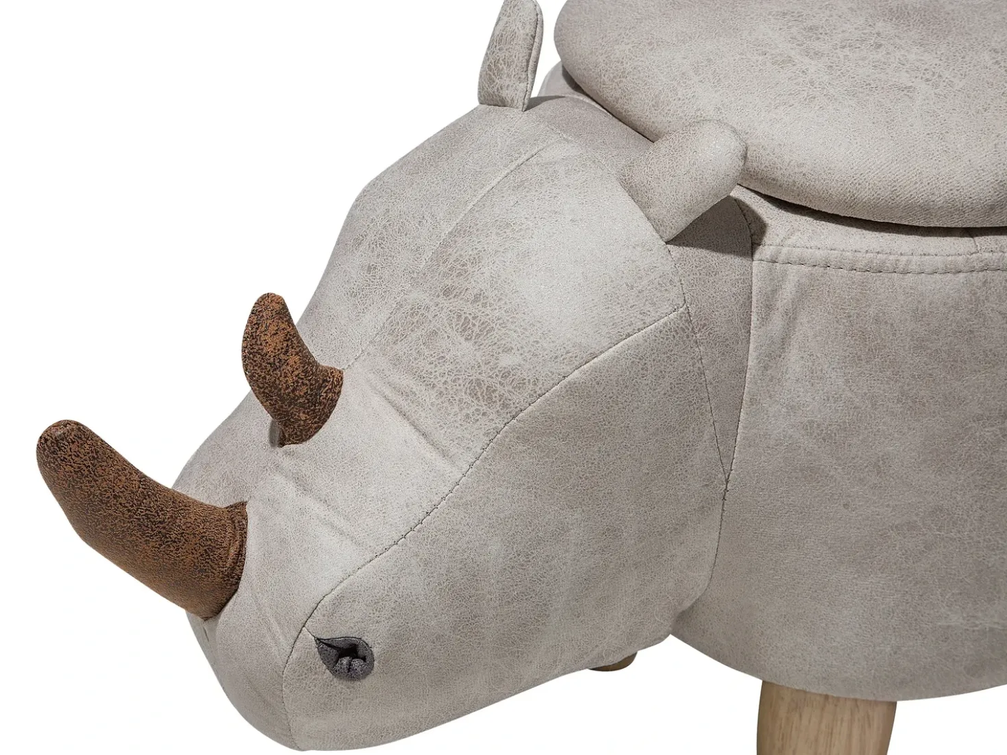 Dyrepuf med opbevaring RHINO Kunstlæder Lysegrå Næsehorn