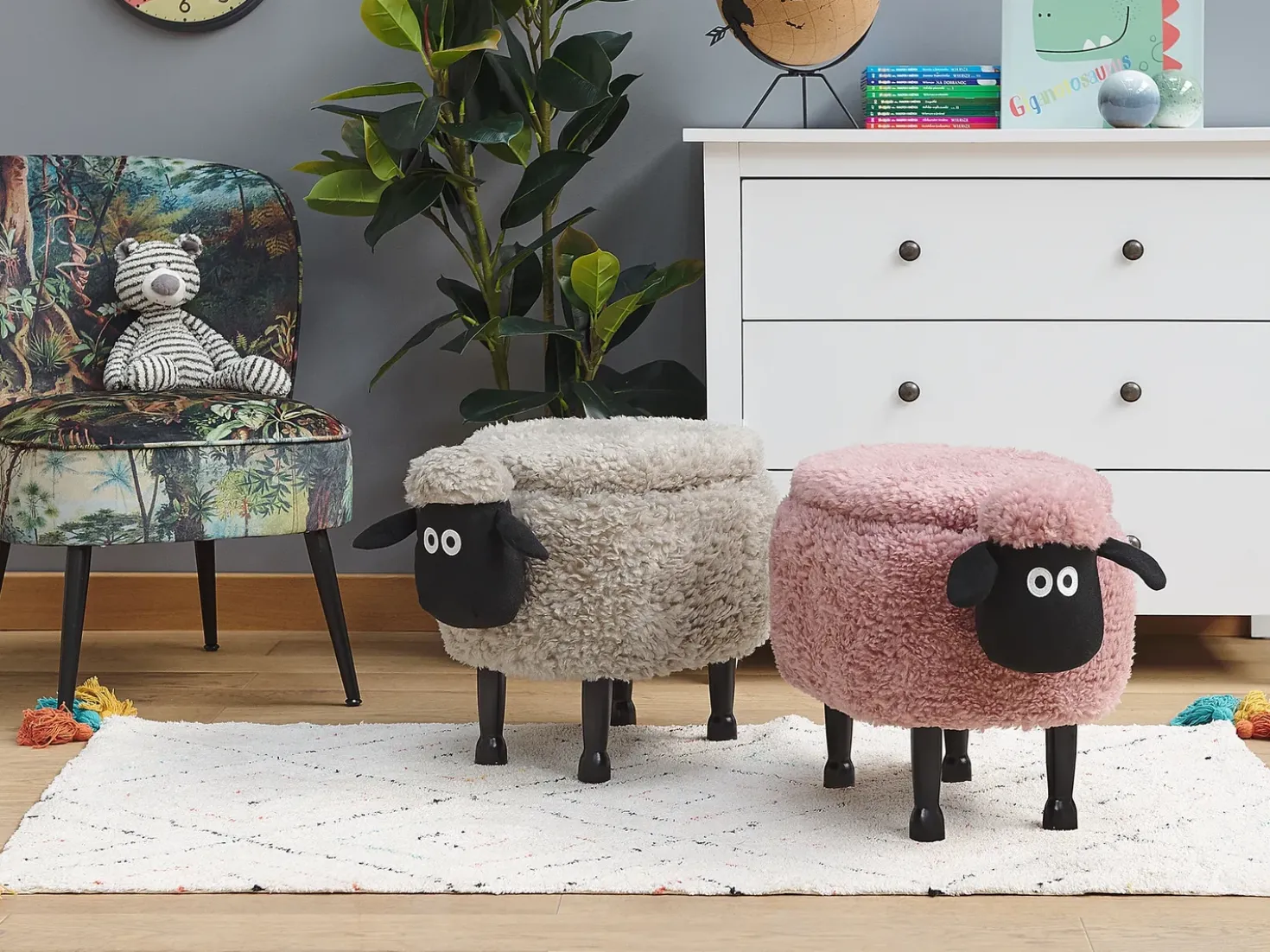 Dyrepuf med opbevaring SHEEP Lyserød Får