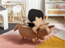 Dyrepuf med opbevaring TRICERATOPS Brun Dinosaur