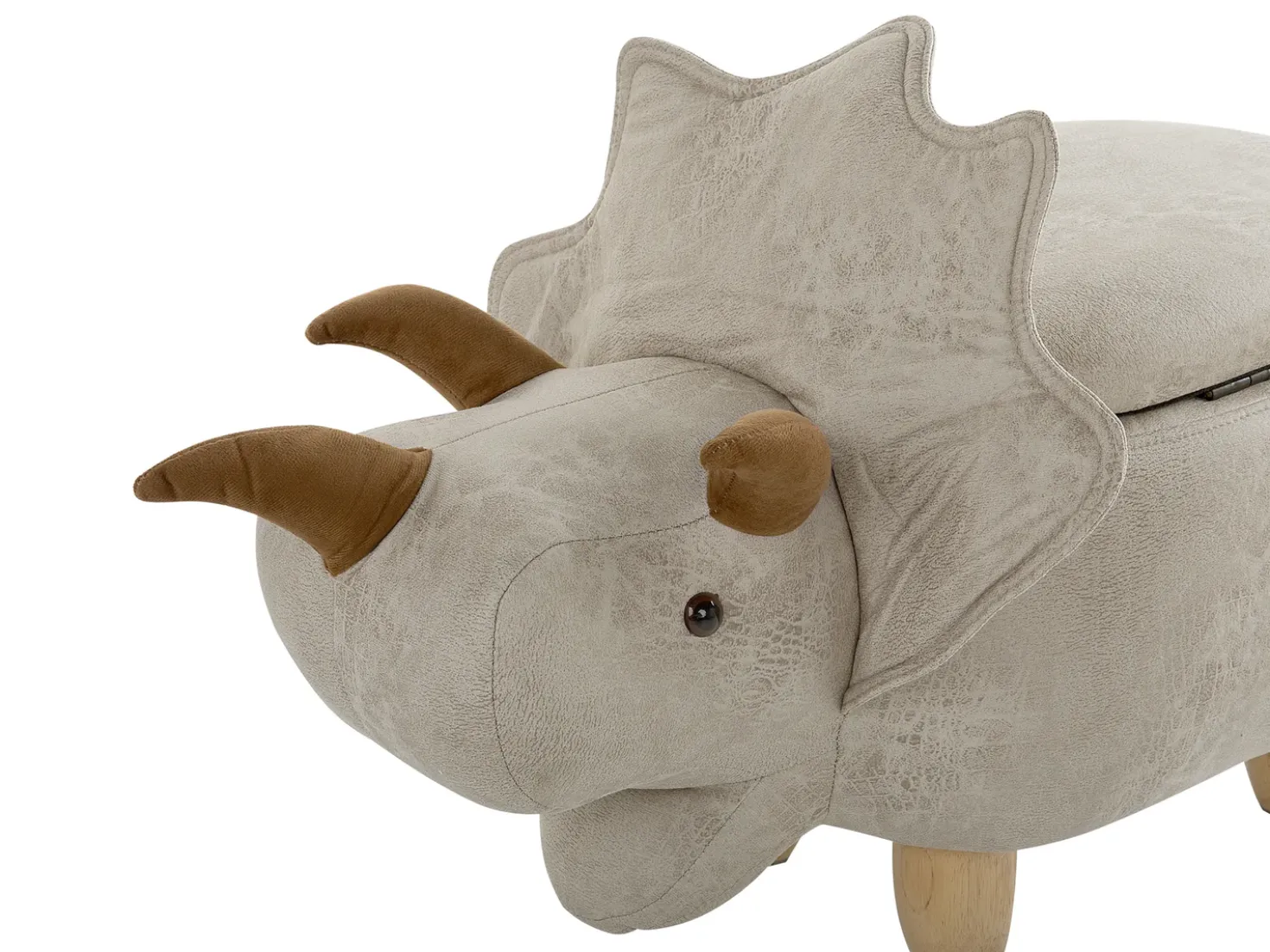 Dyrepuf med opbevaring TRICERATOPS Lysegrå Dinosaur