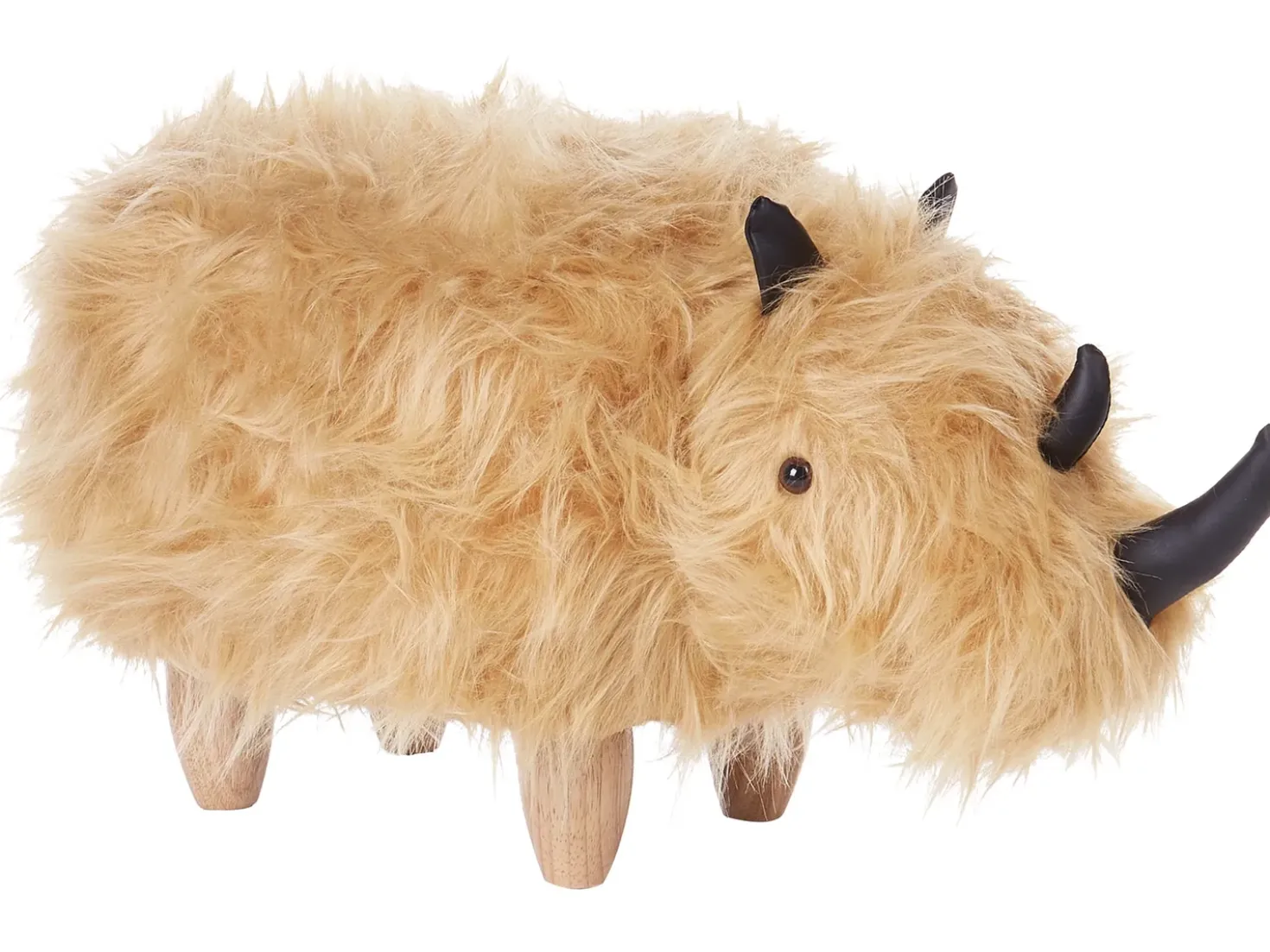 Dyrepuf WOOLLY Kunstig pels Sand Beige Næsehorn