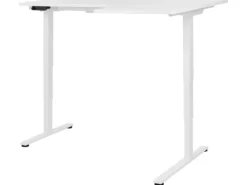 Elektrisk justerbart hjørneskrivebord DESTINES Hvid 160 cm 109 cm Højrevendt